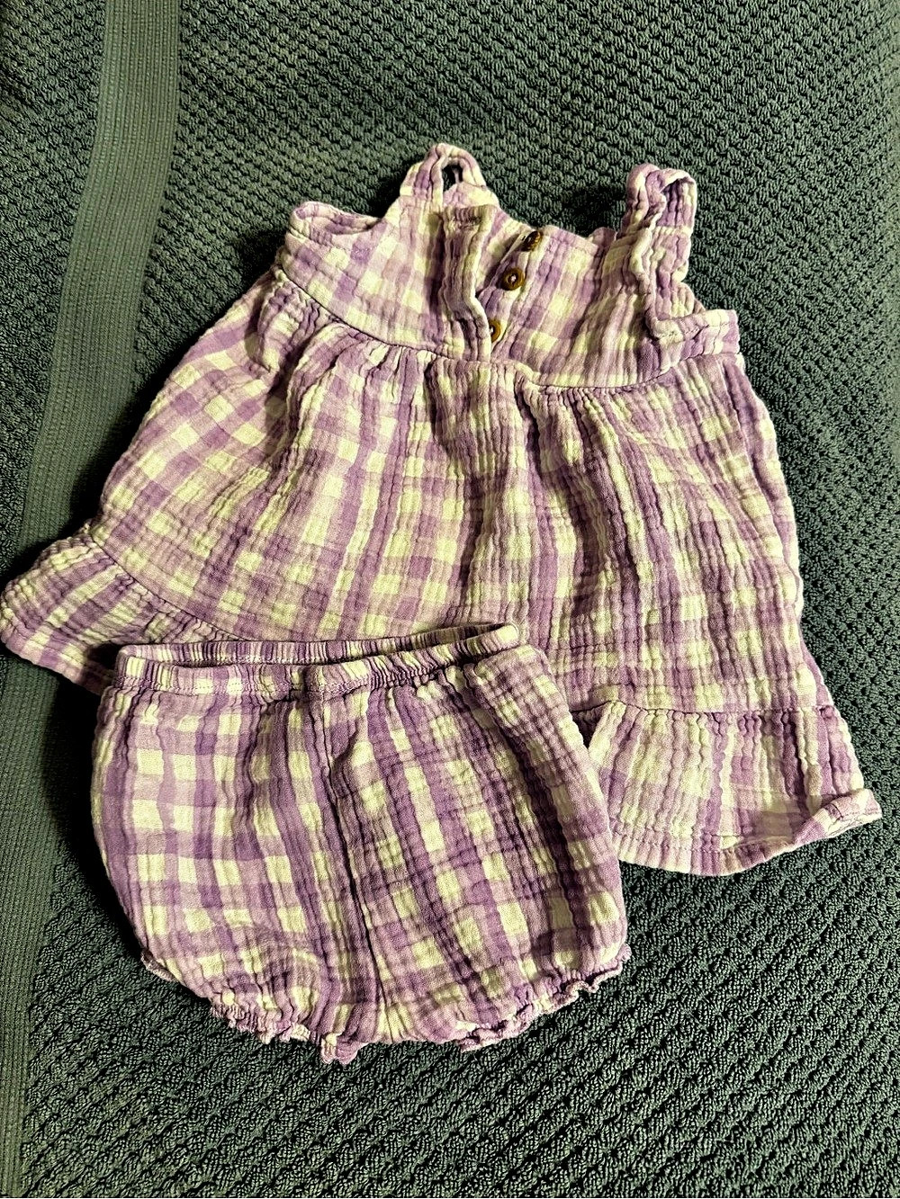 koalababy Baby Checkered Dress Set in Purple & White 6M Like New